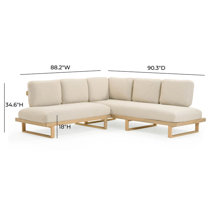 Evan 2-Piece Cream Performance Fabric Outdoor L-Shaped Sectional