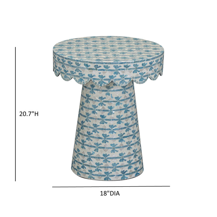 Lady Blue Ribbon Capiz Shell Round Side Table