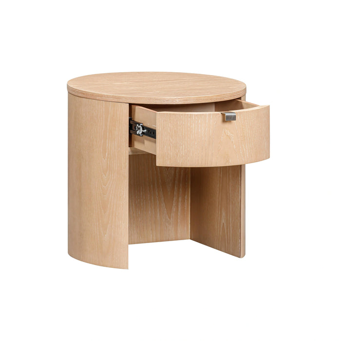 Marlow 19" Wood Round Nightstand With Drawer