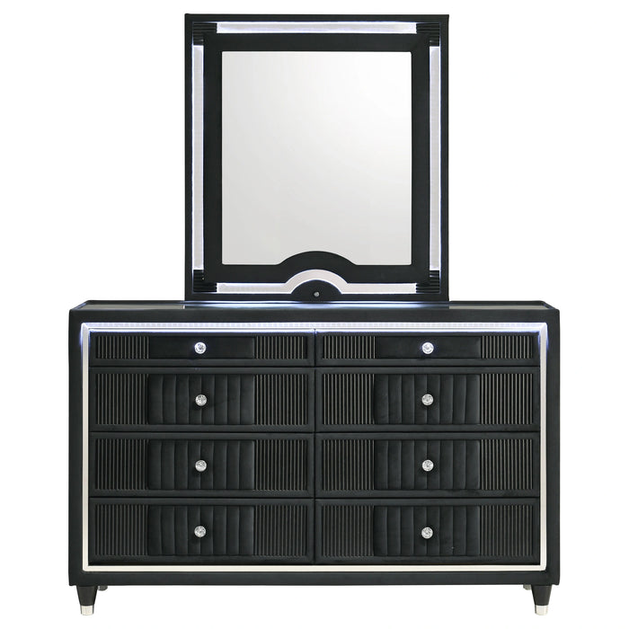Ravenne Velvet Upholstered LED Dresser and Mirror