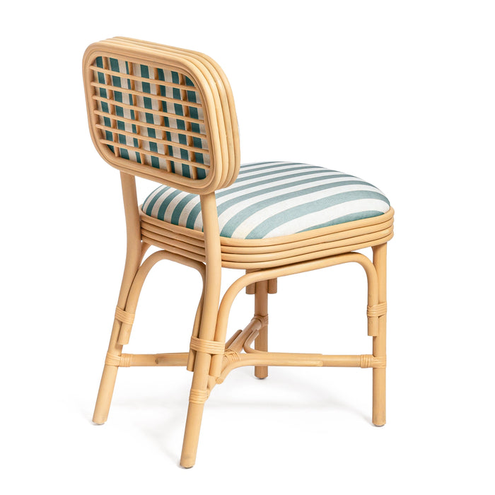 Dorine Striped Performance Linen &amp; Rattan Dining Chair