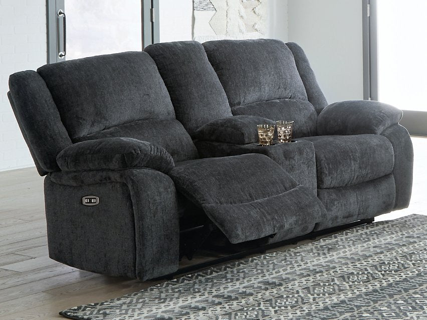 Draycoll Power Reclining Loveseat with Console - Home And Beyond