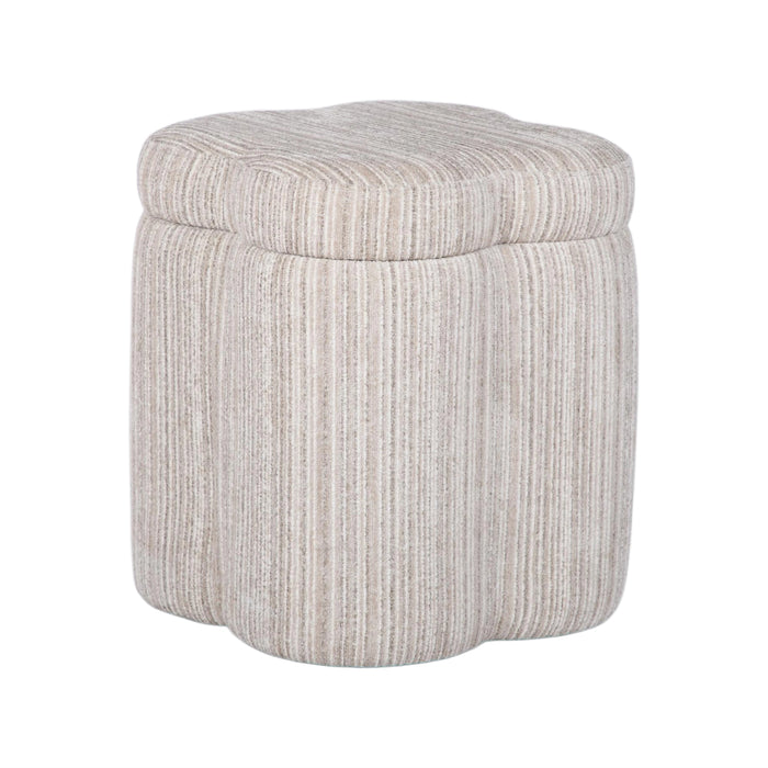Lilou Cream Striped Jacquard Storage Accent Stool