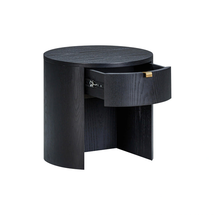 Marlow 19" Wood Round Nightstand With Drawer