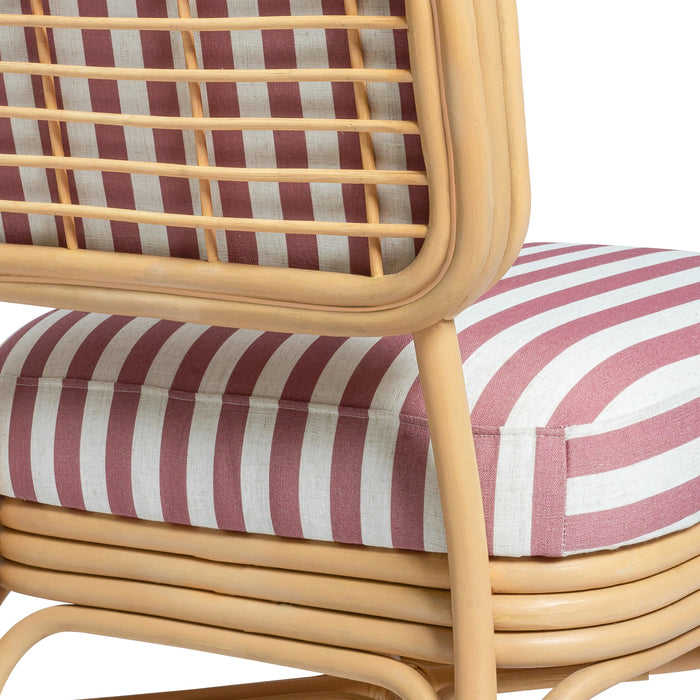 Dorine Striped Performance Linen &amp; Rattan Accent Chair