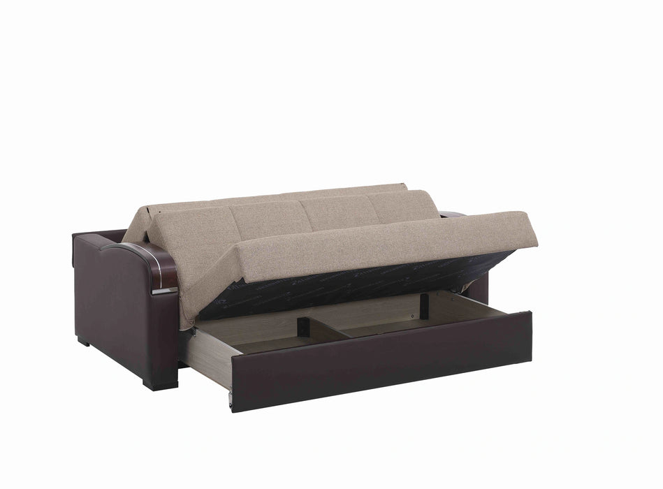 Ottomanson Sleep Plus Collection Upholstered Convertible Sofabed with Storage, Brown