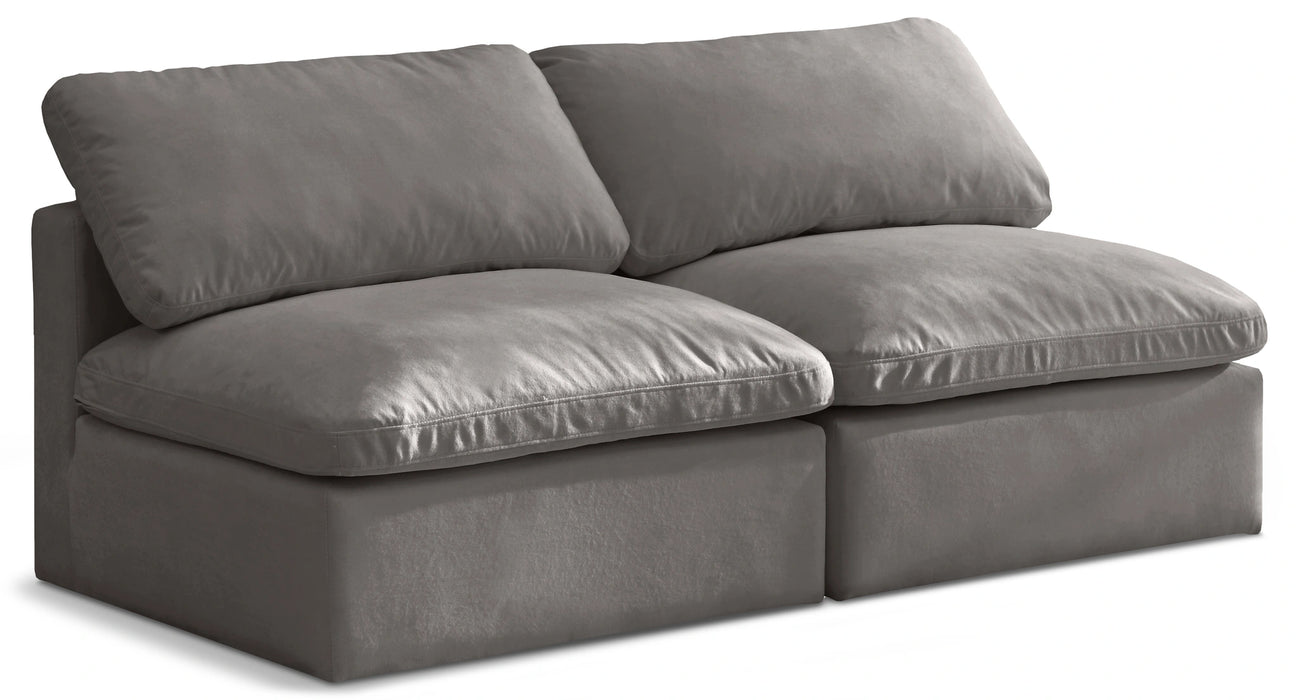 Plush Grey Velvet Standard Cloud Modular Sofa