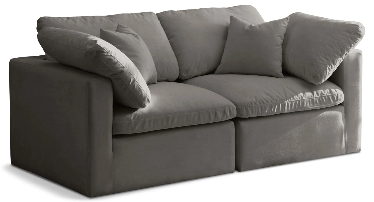 Plush Grey Velvet Standard Cloud Modular Sofa