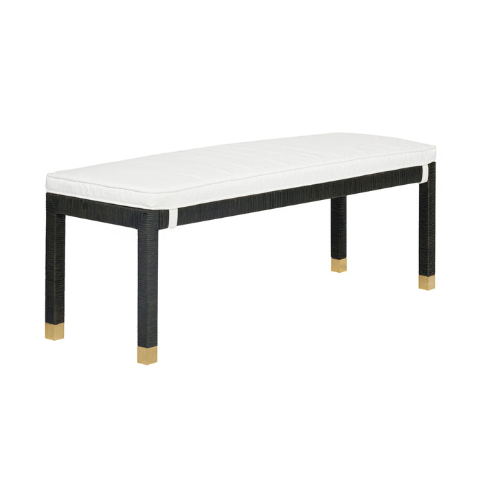 Amara 50" Woven Rattan Performance Fabric Bench