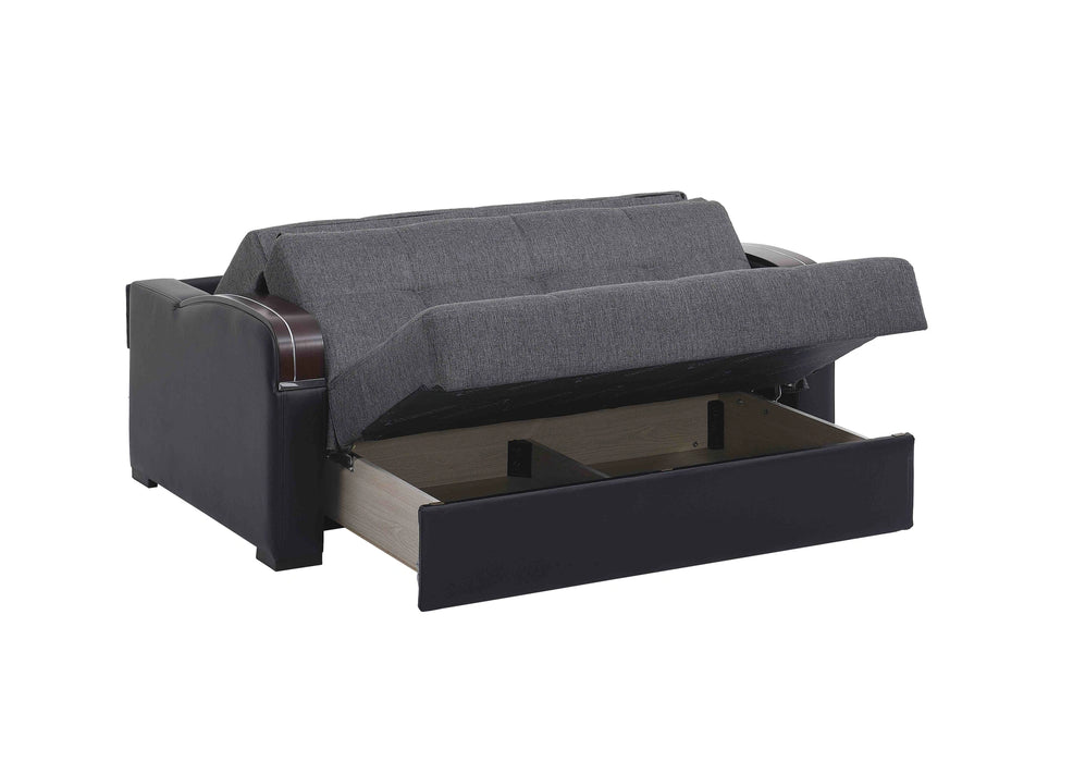 Ottomanson Sleep Plus Collection Upholstered Convertible Loveseat with Storage
