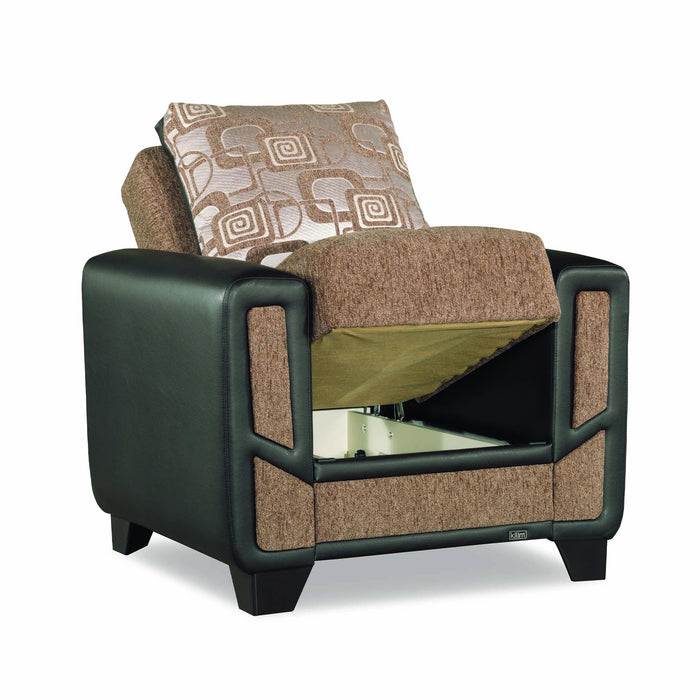Ottomanson Mondo Modern Collection Upholstered Convertible Armchair with Storage