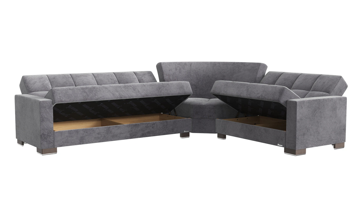 Ottomanson Armada Collection Upholstered Convertible Sectional with Storage
