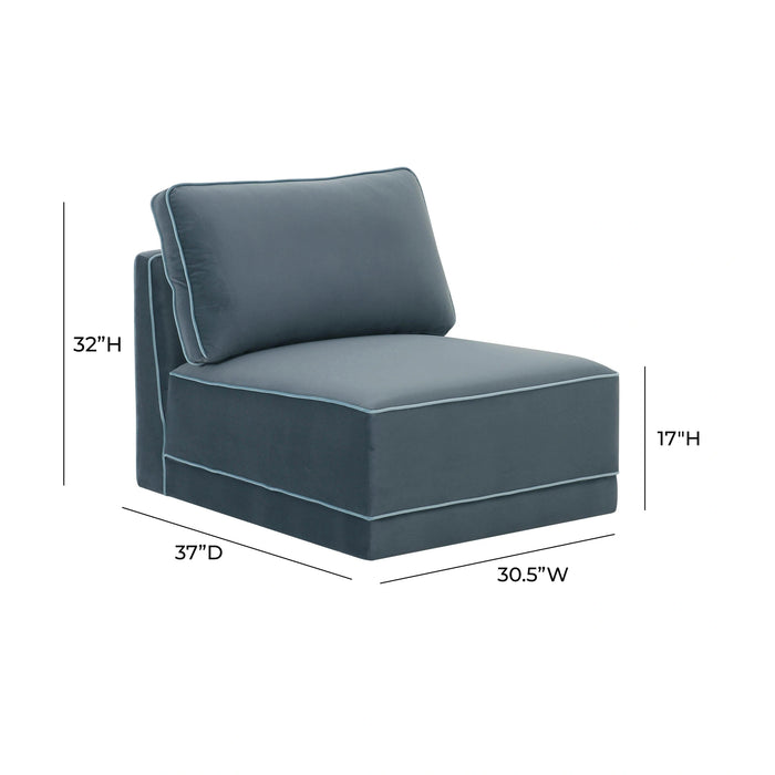 Willow Performance Velvet Modular Armless Chair
