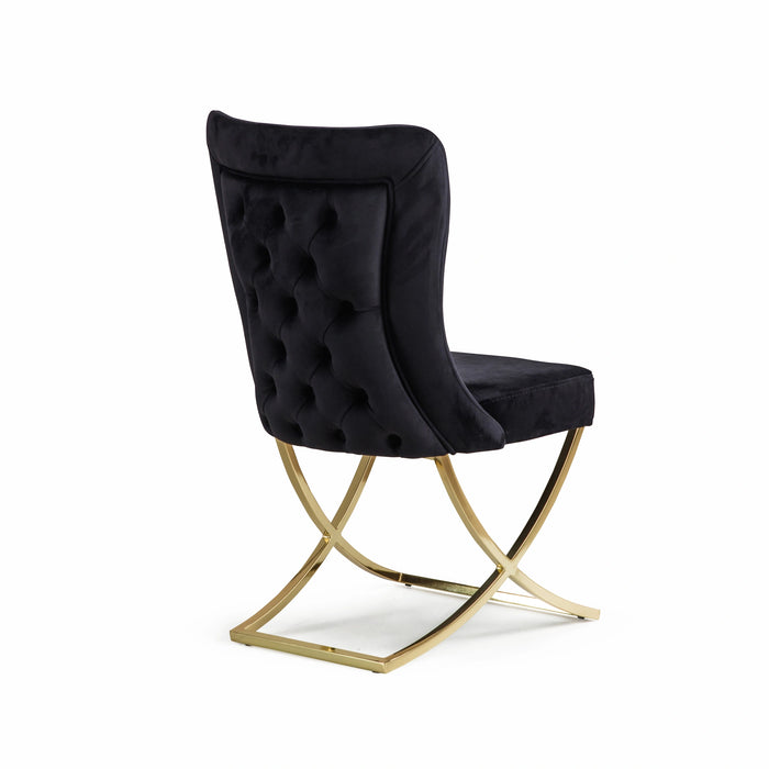 Ottomanson Royal Collection Upholstered Gold Legged Dining Chair, Set of 2