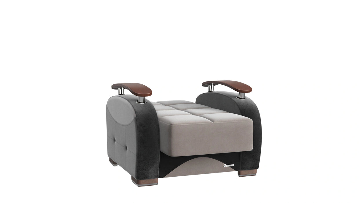 Ottomanson Yafah Collection Upholstered Convertible Armchair with Storage