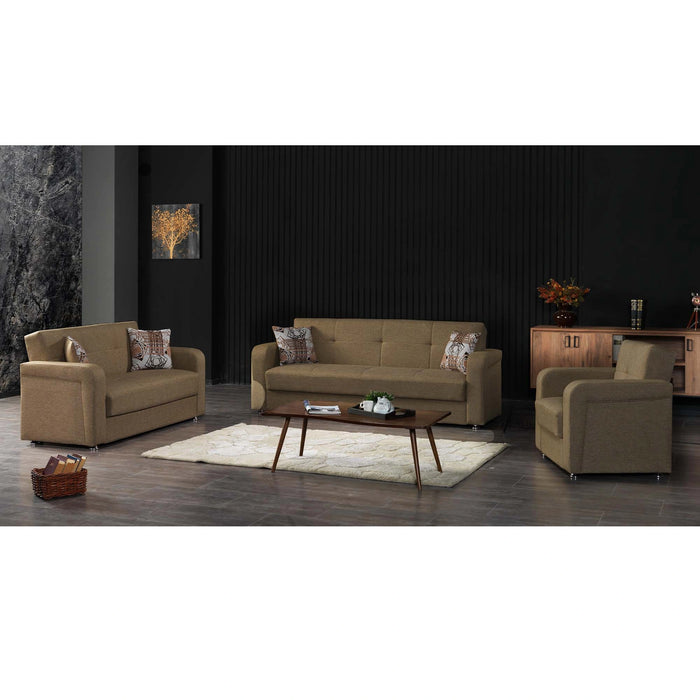 Ottomanson Harmony Collection Upholstered Convertible Loveseat with Storage