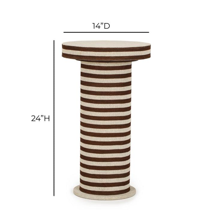 Lyra Natural Striped Cotton Jute Contract-Grade Side Table
