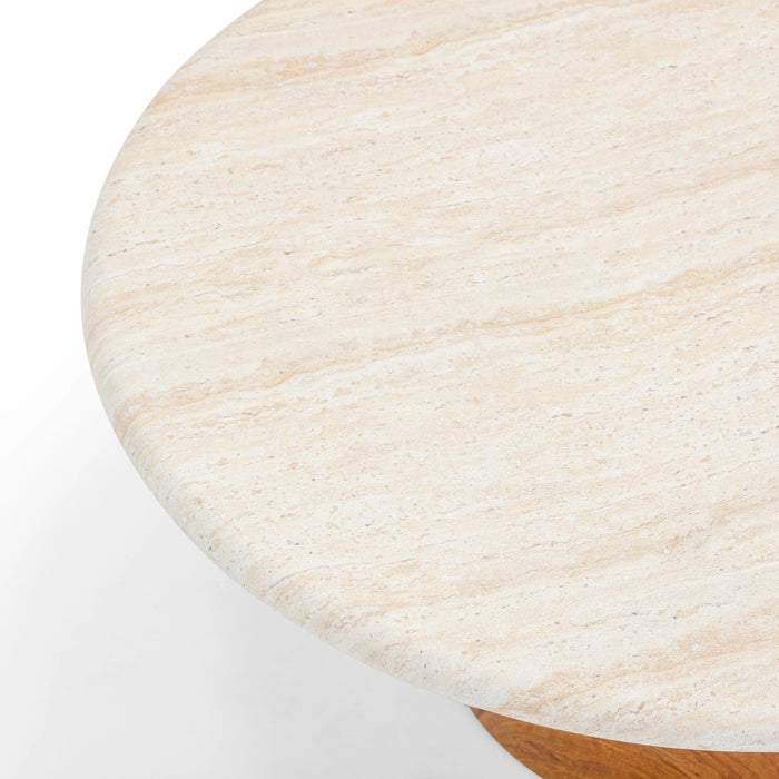 Cynthia 36" Faux Travertine Concrete Indoor/Outdoor Coffee Table