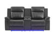U8879 Charcoal Pwr Rec Sofa/Pwr Con Rec Loveseat W/LED & Gl Ss