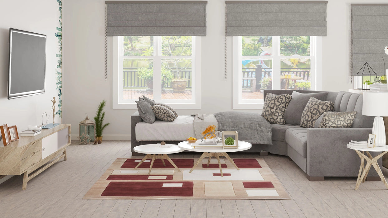 Ottomanson Armada Collection Upholstered Convertible Sectional with Storage