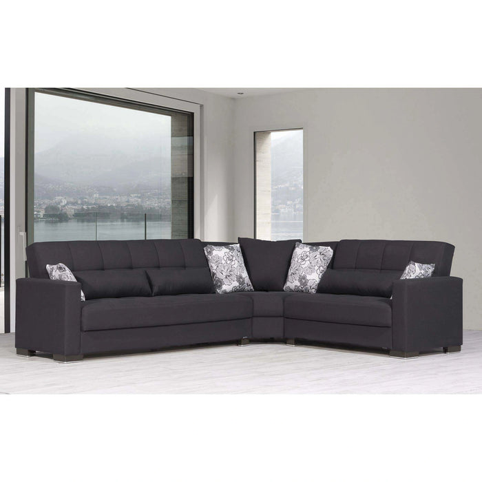 Ottomanson Armada Collection Upholstered Convertible Sectional with Storage