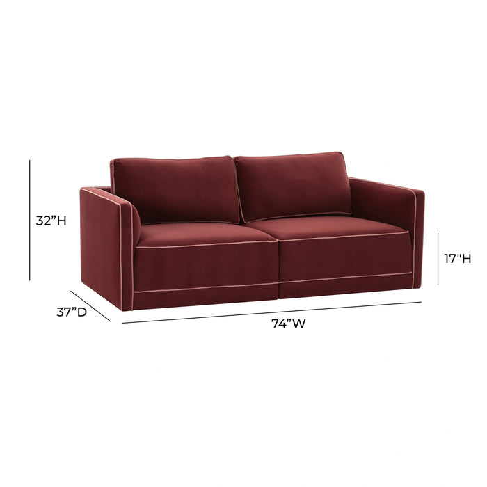Willow 74" Performance Velvet Modular Loveseat
