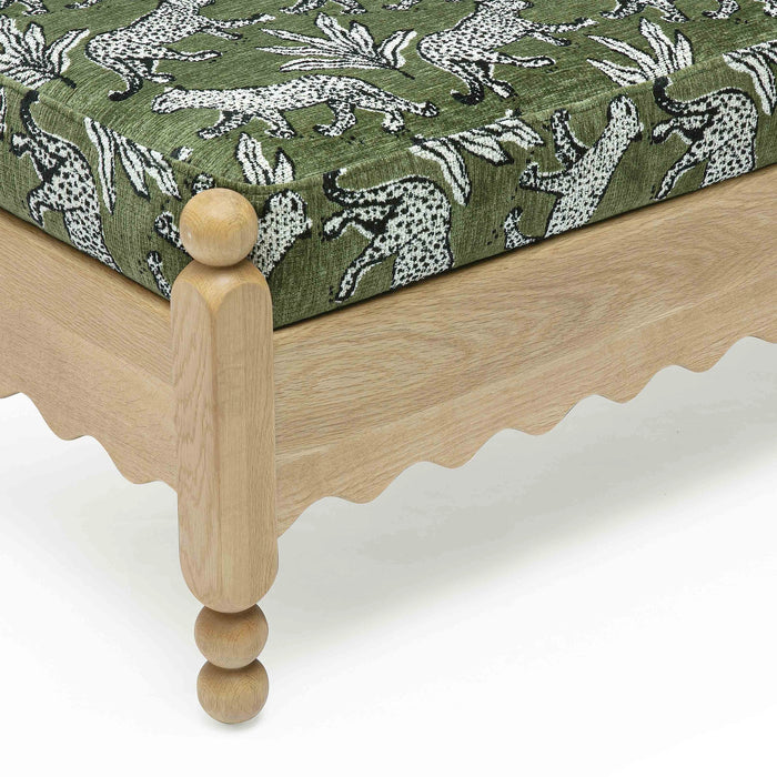 Thelma 56" Leopard Performance Jacquard Fabric Bench