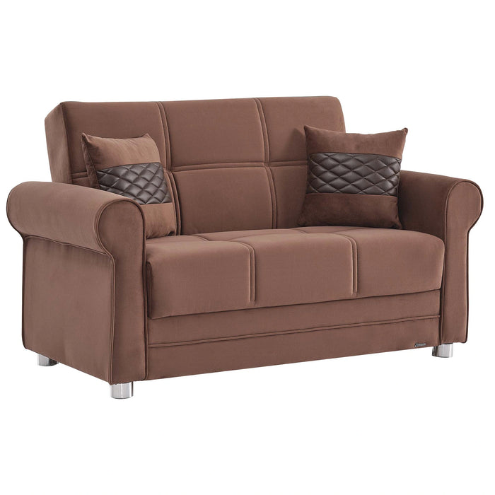 Ottomanson Sara Collection Upholstered Convertible Loveseat with Storage