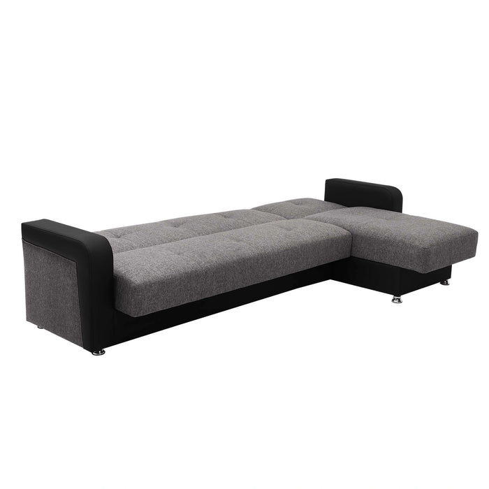 Ottomanson Harmony Collection Upholstered Convertible Sectional with Storage