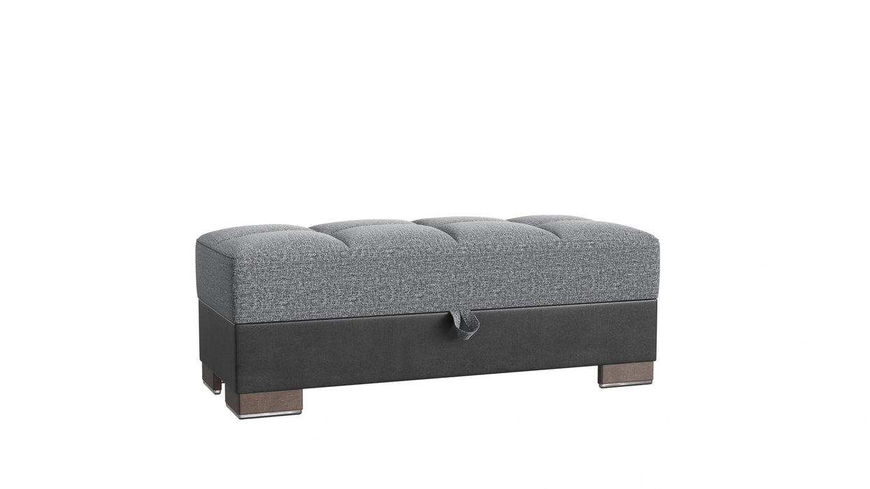 Ottomanson Armada X Collection Upholstered Convertible Wood Trimmed Ottoman with Storage