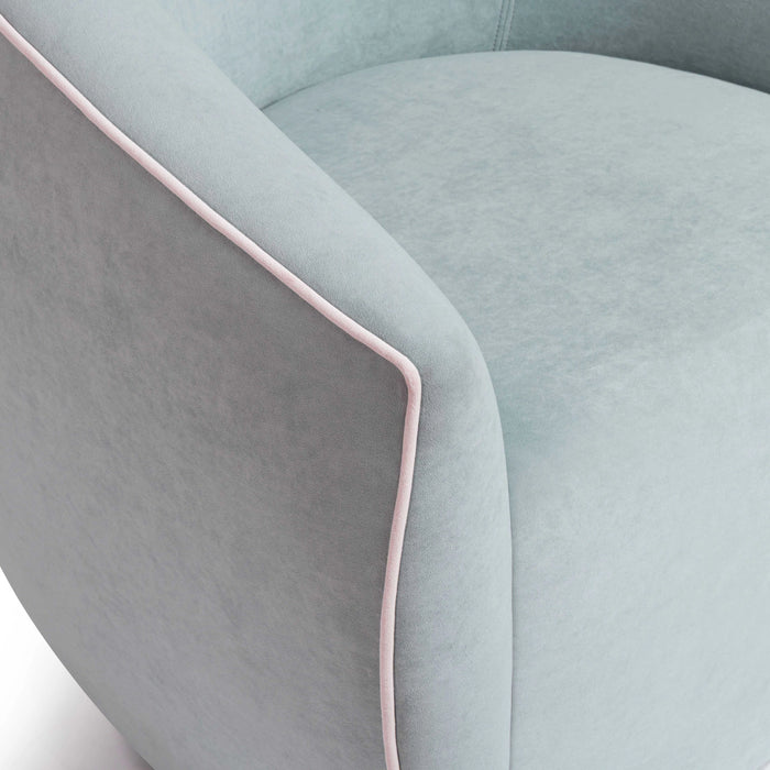 Jordan Contrast Piping Performance Velvet Swivel Accent Chair