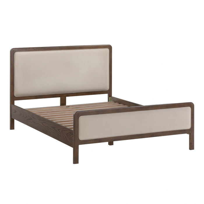 Hella Contract-Grade Velvet and Ash Wood Bed