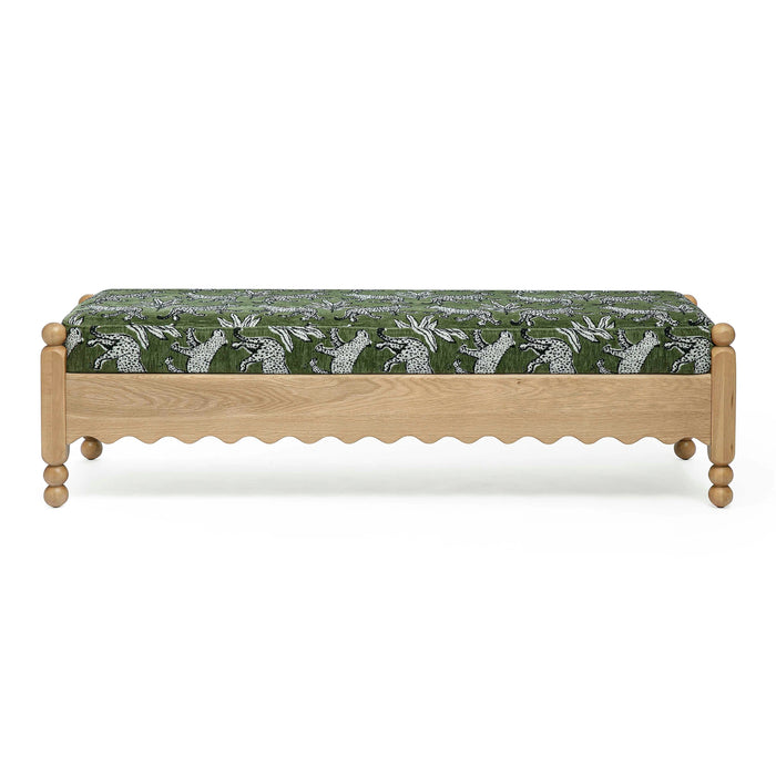 Thelma 56" Leopard Performance Jacquard Fabric Bench