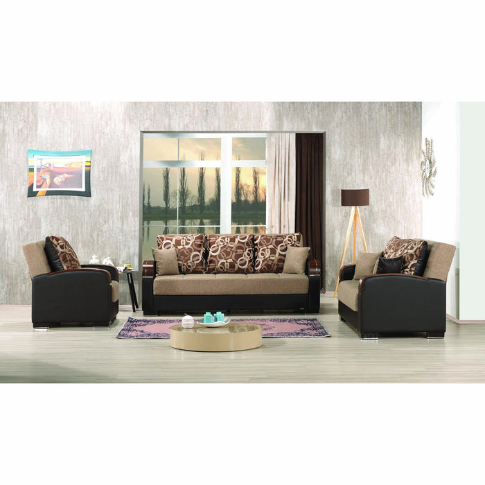 Ottomanson Mobimax Collection Upholstered Convertible Loveseat with Storage