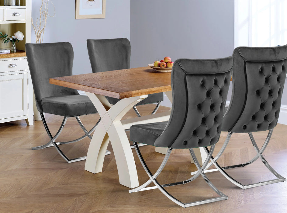 Ottomanson Royal Collection Upholstered Gold Legged Dining Chair, Set of 2