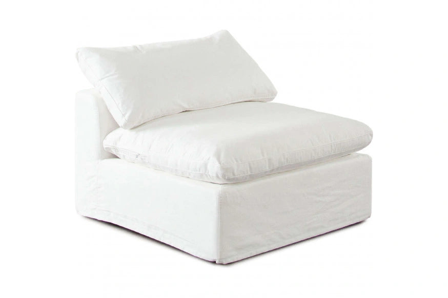 Willow Armless Chair in White Linen Fabric