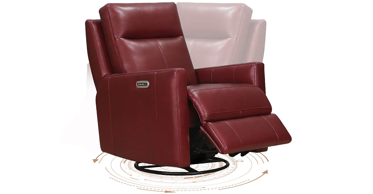 Vienna Power Headrest Swivel Rocker Leather Recliner