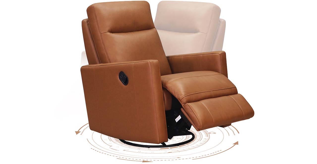 Ashby Manual Swivel Glider Leather Recliner