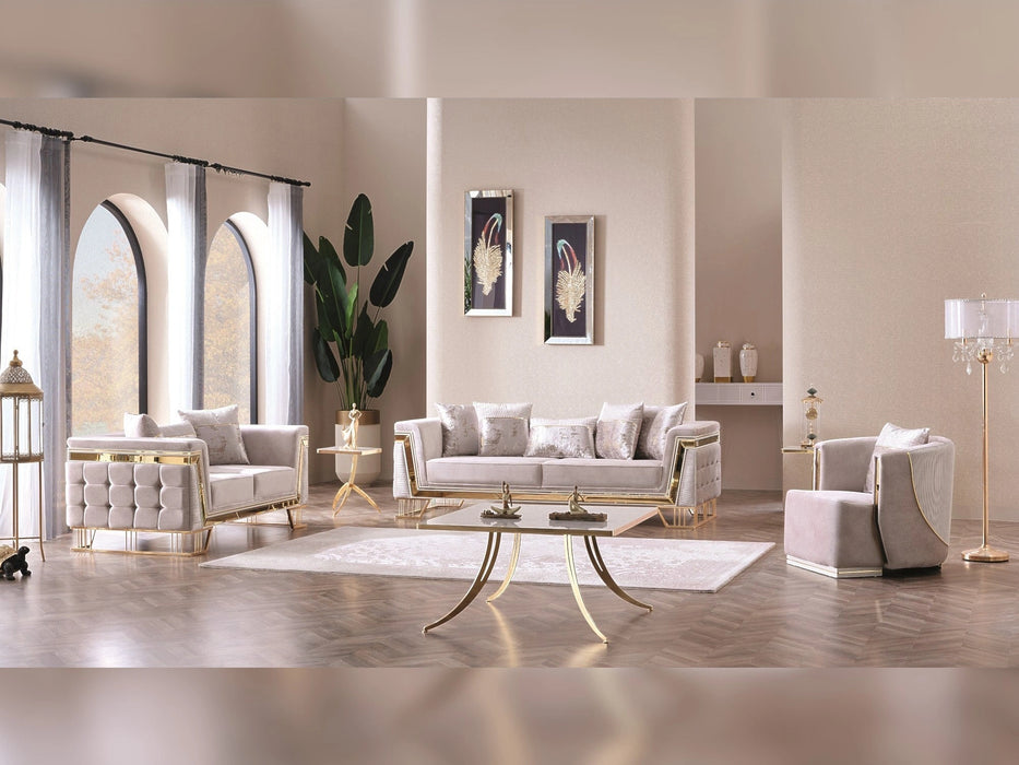 Munich 3-pieces (Sofa & Loveseat & Chair) Livingroom Set Cream