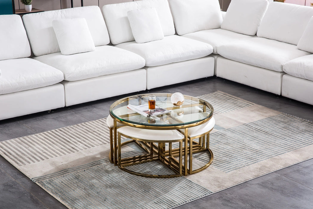 CT1029G COFFEE TABLE WITH 4 STOOLS