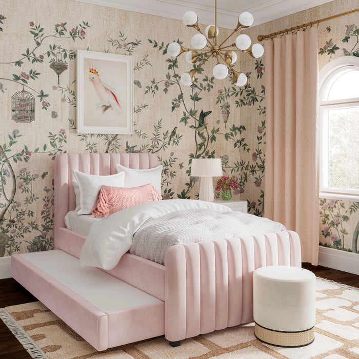 Angela Performance Velvet Trundle Bed in Twin