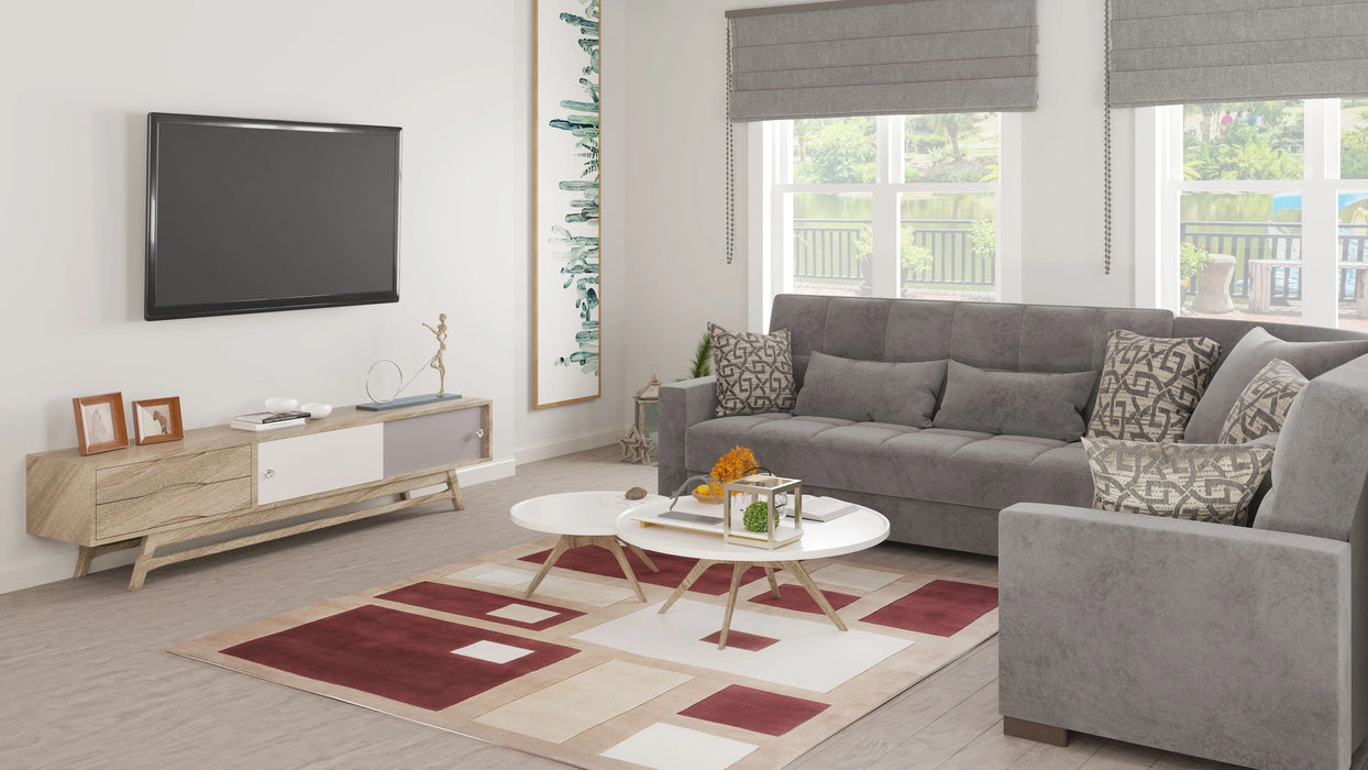 Ottomanson Armada Collection Upholstered Convertible Sectional with Storage