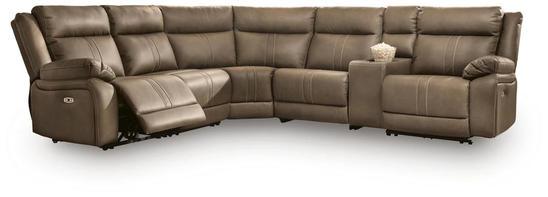 Max-Momentum 6-Piece Dual Power Reclining Modular Sectional with Audio Console and 3 Reclining Seats