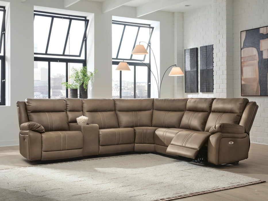 Max-Momentum 6-Piece Dual Power Reclining Modular Sectional with Audio Console and 3 Reclining Seats