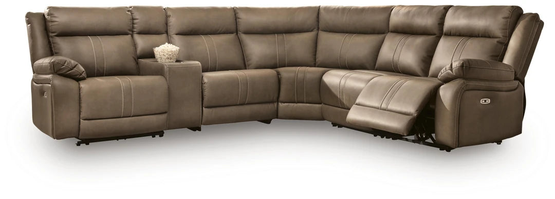 Max-Momentum 6-Piece Dual Power Reclining Modular Sectional with Audio Console and 3 Reclining Seats