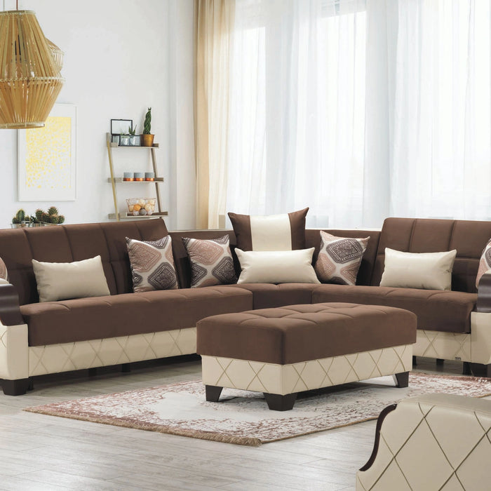 Ottomanson Molina Collection Upholstered Convertible Ottoman with Storage
