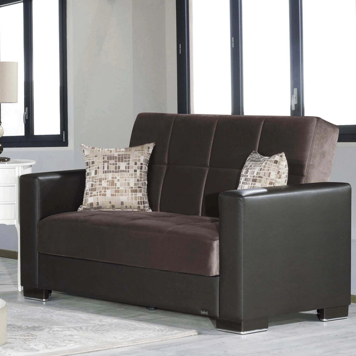 Ottomanson Armada Collection Upholstered Convertible Loveseat with Storage