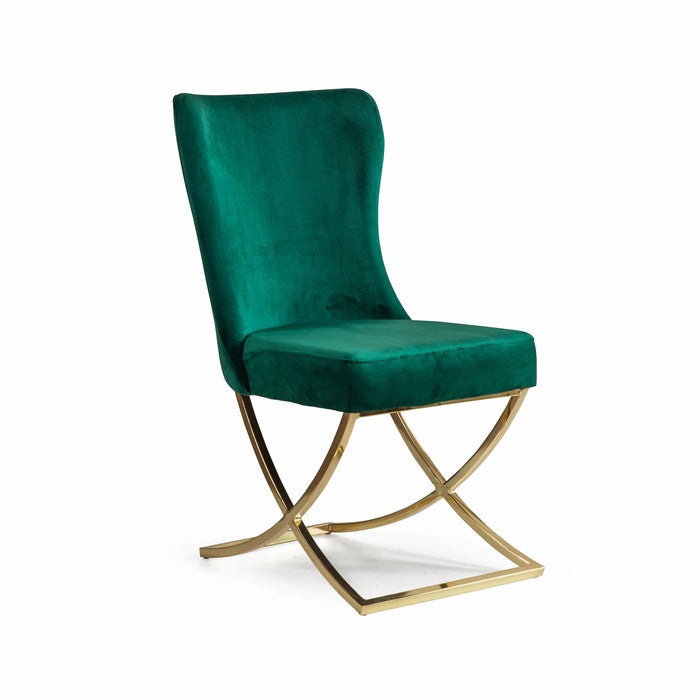 Ottomanson Royal Collection Upholstered Gold Legged Dining Chair, Set of 2