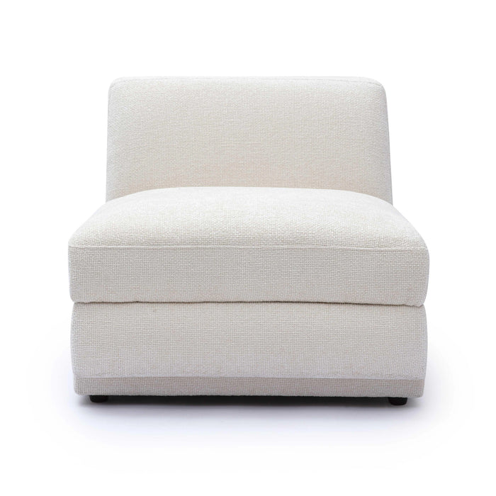 Perry Cream Performance Chenille Modular Armless Chair