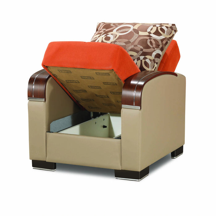 Ottomanson Mobimax Collection Upholstered Convertible Armchair with Storage